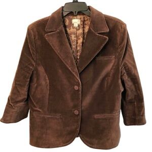 Caslon Nordstrom Brown 3/4 sleeve faux velvet blazer